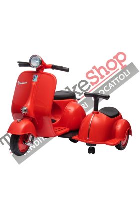 Moto Elettrica Per Bambini Vespa Sidecar Small 6V-Rosso