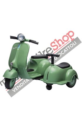 Moto Elettrica Per Bambini Vespa Sidecar Small 6V-Verde