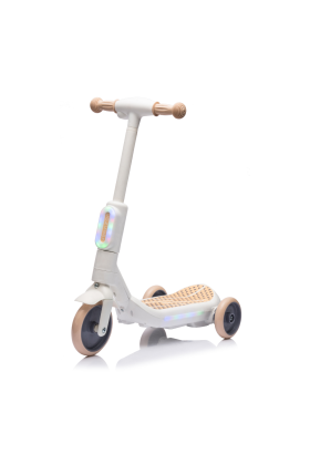Monopattino Elettrico per Bambini Deluxe 3 Ruote + Casco e Kit Protezioni-Beige