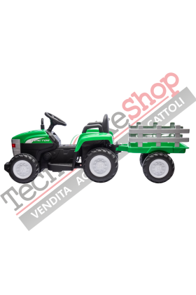 Trattore Elettrico Per Bambini  con Rimorchio 12V -Verde