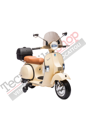 Moto Scooter Elettrico per Bambini Piaggio VESPA PX150 FULL con Parabrezza e Bauletto 12V-Avorio