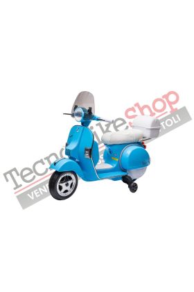 Moto Scooter Elettrico per Bambini Piaggio VESPA PX150 FULL con Parabrezza e Bauletto 12V-Blu