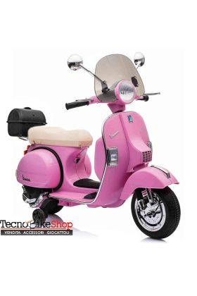 Moto Scooter Elettrico per Bambini Piaggio VESPA PX150 FULL con Parabrezza e Bauletto 12V-Rosa