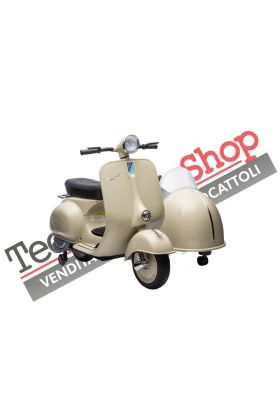 Moto Elettrica Per Bambini Vespa Sidecar Big  12V-Avorio