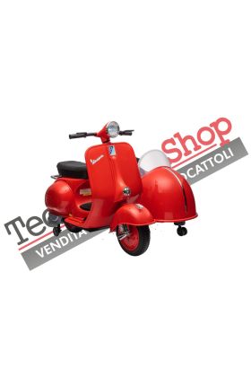 Moto Elettrica Per Bambini Vespa Sidecar Big  12V-Rosso
