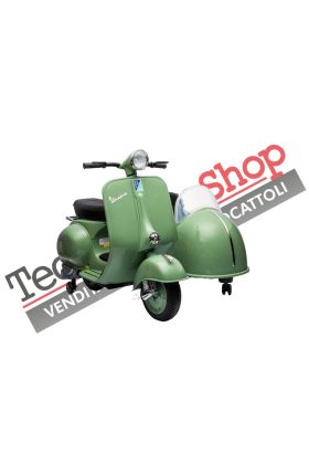 Moto Elettrica Per Bambini Vespa Sidecar Big  12V-Verde
