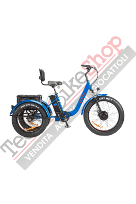 Triciclo Bicicletta Elettrica Z-TECH ZT-80-B "FAT TRIKE " 3 Ruote 250W 13 Ah 48V Batteria Litio -Blu