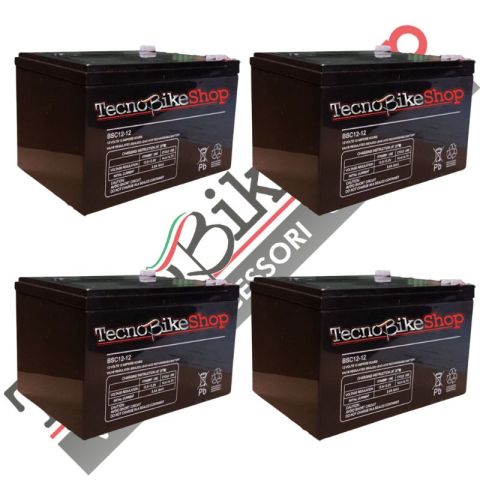 4 Batterie Cicliche per Veicoli Elettrici - Scooter - Biciclette - Monopattini (48V ) - 12V 14Ah a Piombo Gel T2