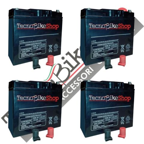 4 Batterie Cicliche per Veicoli Elettrici - Scooter - Biciclette - Monopattini (48V) - 12V 22Ah a Piombo T8
