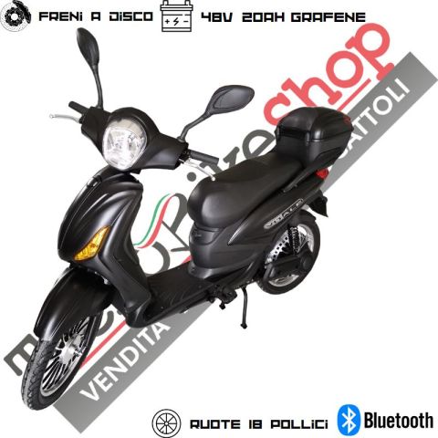 Bici Elettrica Scooter Velocipede Vitale NJT-007 250W 20Ah 48V Batteria a Grafene-Nero Opaco Matt