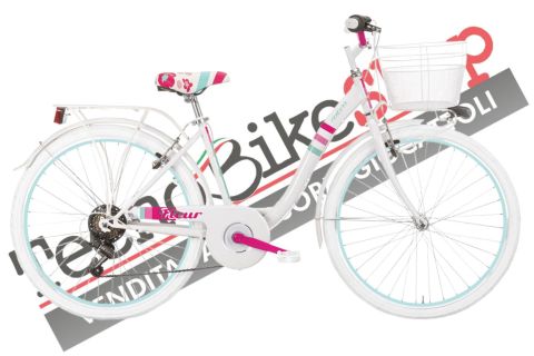 Bici Bambina MBM Fleur 24" 6 Velocità-Bianco