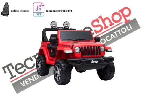 Auto Macchina Elettrica per Bambini JEEP FIAT Wrangler RUBICON 12V 2 Posti con Mp3 - Sedile in Pelle