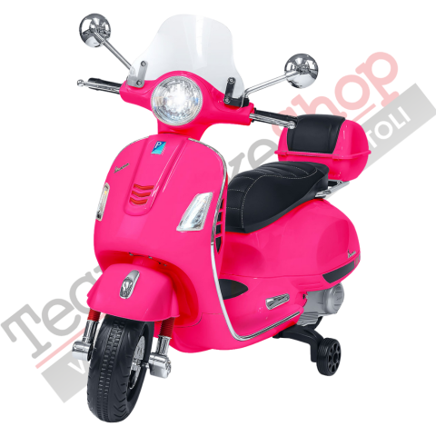 Moto Elettrica Piaggio Vespa GTS Super 12V con Bauletto e Parabrezza-Rosa