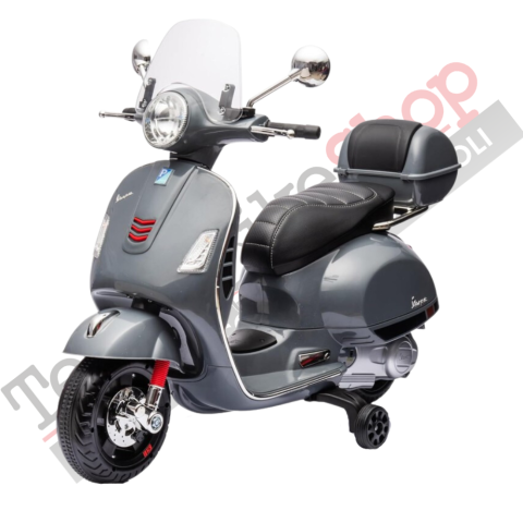 Moto Elettrica Piaggio Vespa GTS Super 12V con Bauletto e Parabrezza-Grigio