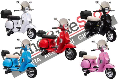 Moto Scooter Eettrico per Bambini Piaggio VESPA PX150 FULL con Parabrezza e Bauletto 12V 