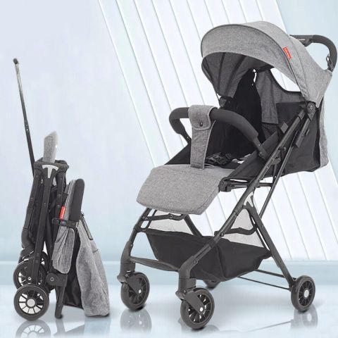 Passeggino Wizy Pro Ultra Leggero Chiusura Facilitata Salvaspazio Portata 15 kg-Grigio