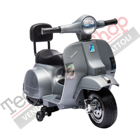 Moto Scooter Elettrico per Bambini Piaggio Mini Vespa PX Small 6V-Grigio