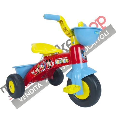 Triciclo a Pedali Primi Passi Disney MICKEY MOUSE con Cestino e Portagiochi