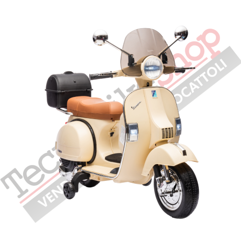 Moto Scooter Elettrico per Bambini Piaggio VESPA PX150 FULL con Parabrezza e Bauletto 12V-Avorio