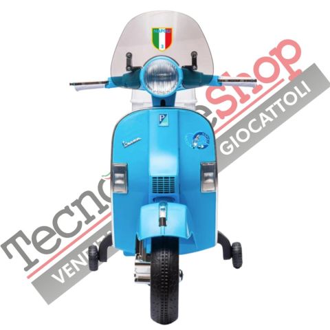 Moto Scooter Elettrico per Bambini Piaggio VESPA PX150 FULL con Parabrezza e Bauletto 12V ( Limited Edition ) Azzurro Napoli