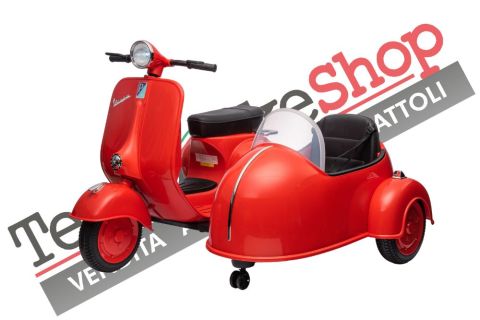 Moto Elettrica Per Bambini Vespa Sidecar Big 12V-Rosso