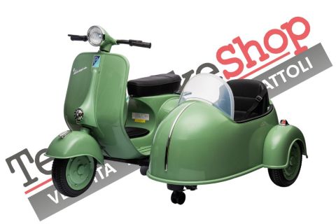 Moto Elettrica Per Bambini Vespa Sidecar Big 12V-Verde