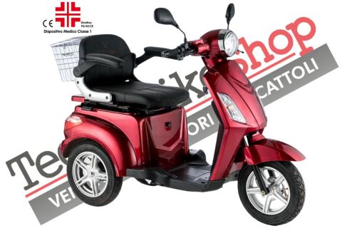 Scooter Z-TECH ZT-15-E "TRILUX PLUS" 3 RUOTE Differenziale per Disabili e Anziani-Rosso