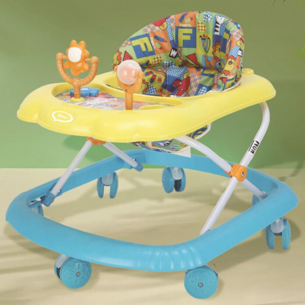 Girello Bambini Wizy Happy per Primi Passi con Chiusura Salvaspazio e Console Gioco -Blu