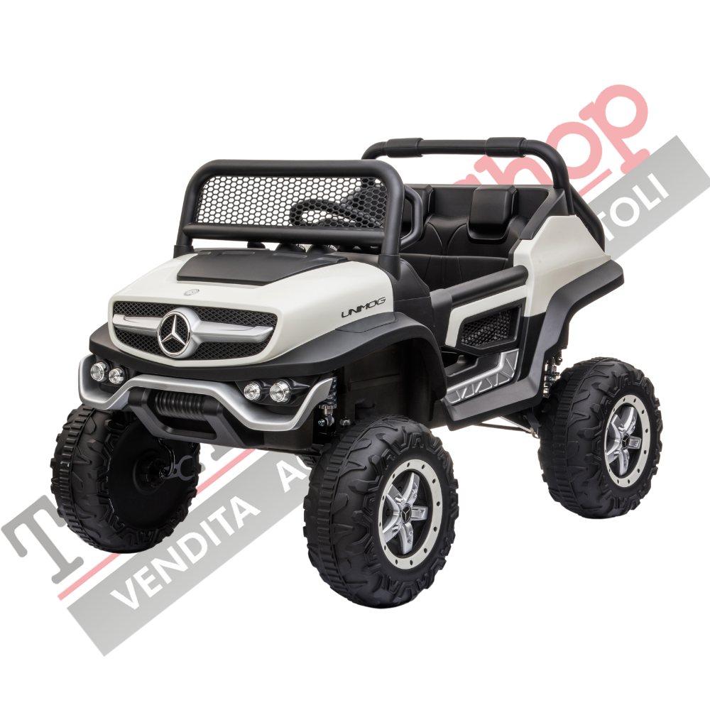 Auto Elettrica per Bambini Mercedes Unimog 12V 2 Posti Monitor Touchscreen Mp4-Bianco