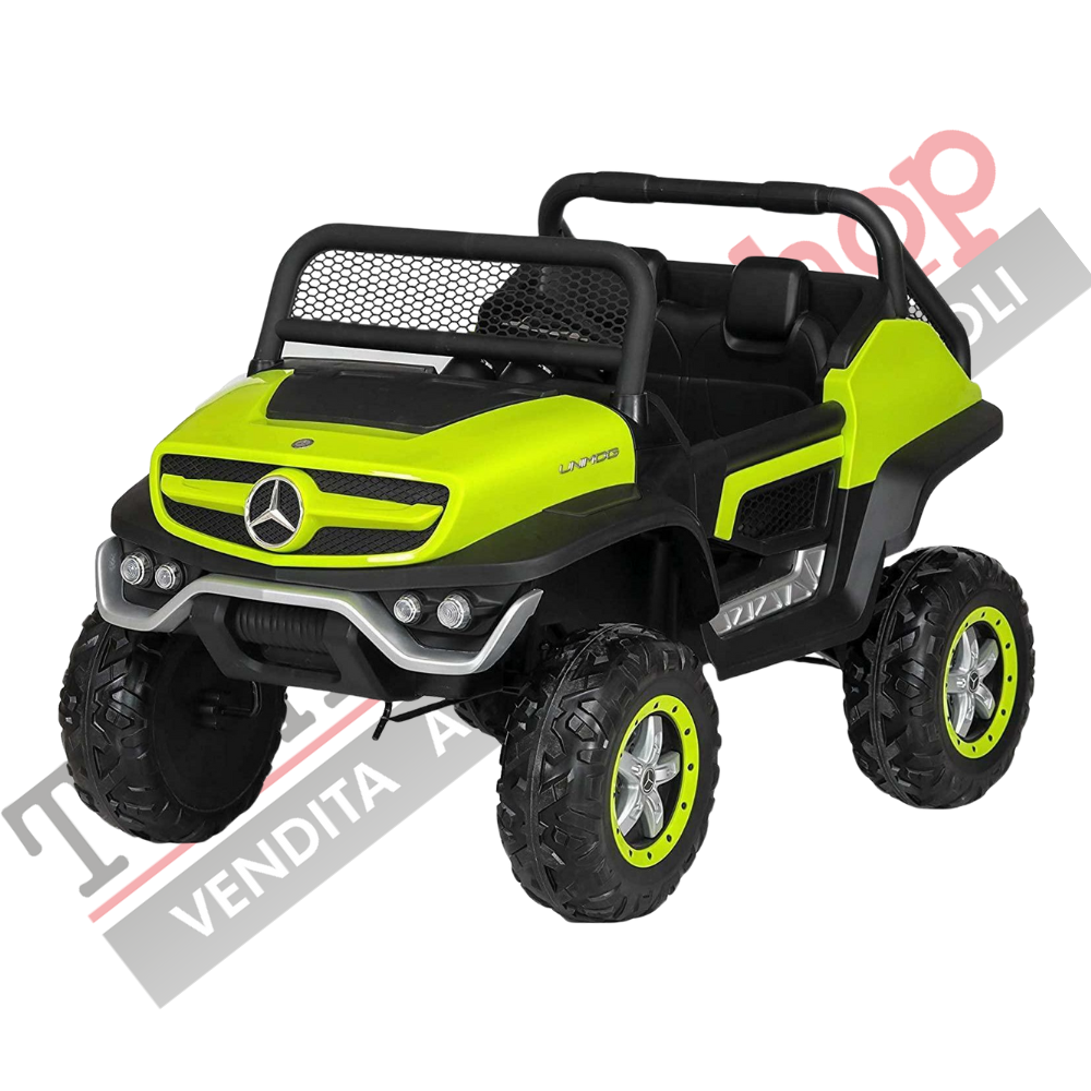 Auto Elettrica per Bambini Mercedes Unimog 12V 2 Posti Monitor Touchscreen Mp4-Verde