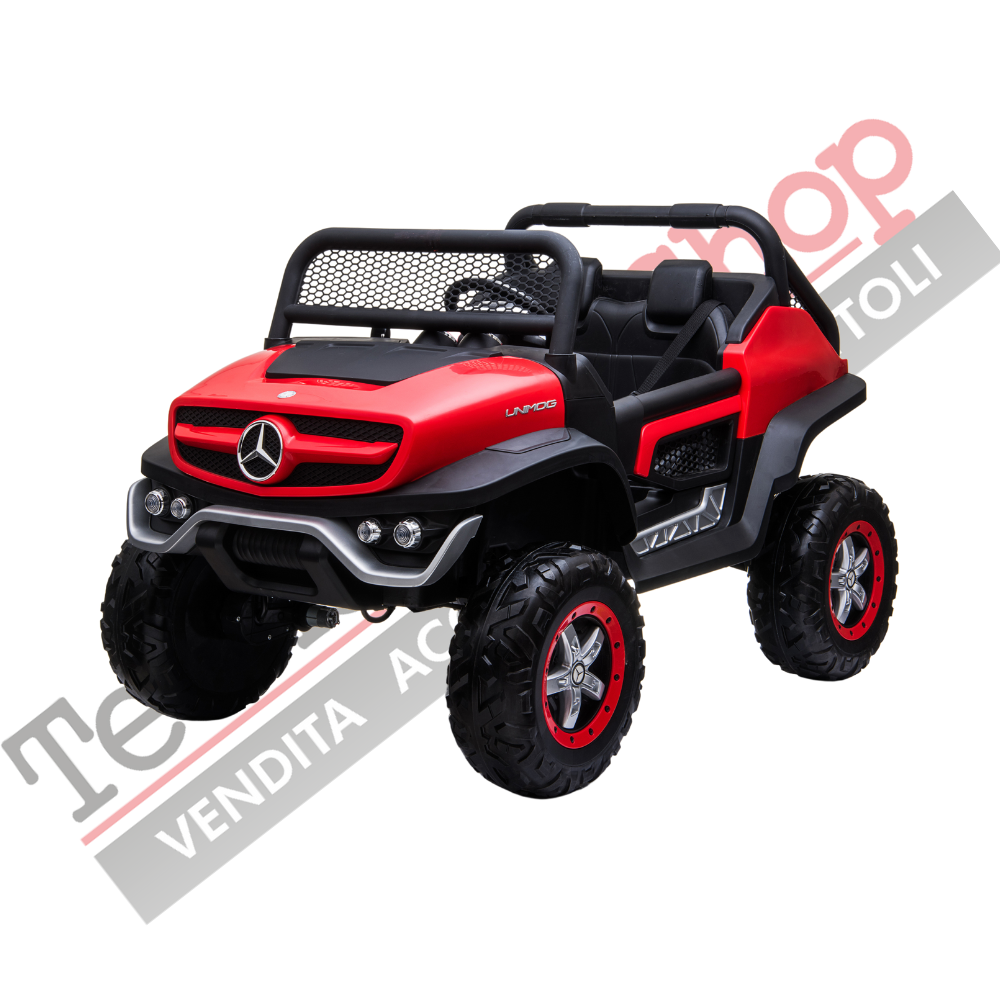 Auto Elettrica per Bambini Mercedes Unimog 12V 2 Posti Monitor Touchscreen Mp4-Rosso