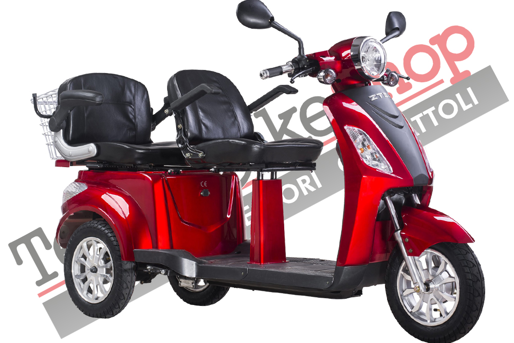 Scooter Z-TECH ZT-18 "TRILUX PLUS"3 RUOTE 2 Posti Differenziale per Disabili e Anziani-Rosso