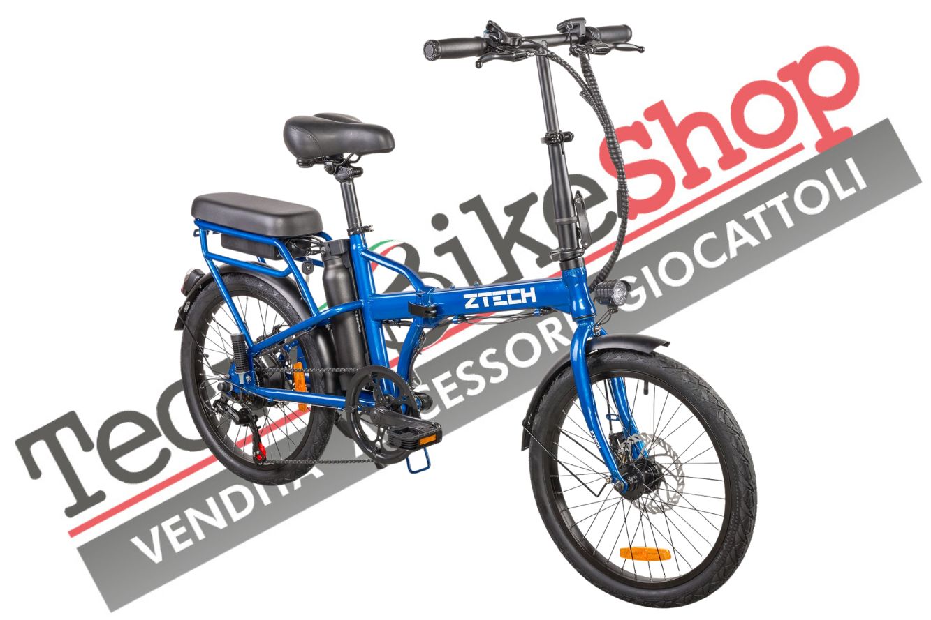 Image of Bicicletta Elettrica a Pedalata assistita Pieghevole Z-Tech ZT-12 Camp 6.0 250w 36v 8ah colore Blu
