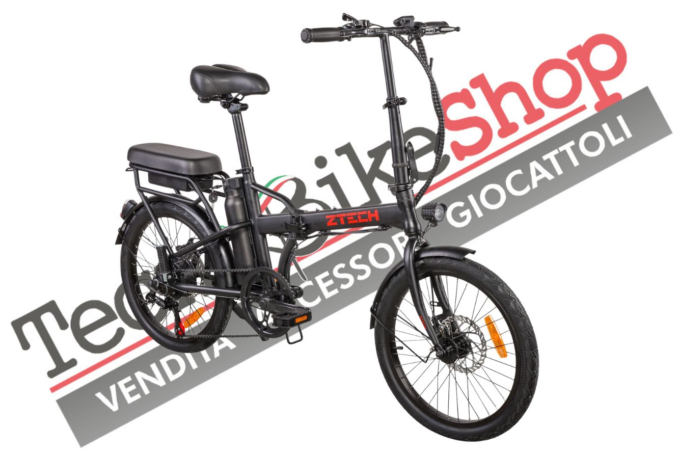 Image of Bicicletta Elettrica a Pedalata assistita Pieghevole Z-Tech ZT-12 Camp 6.0 250w 36v 8ah colore Nero