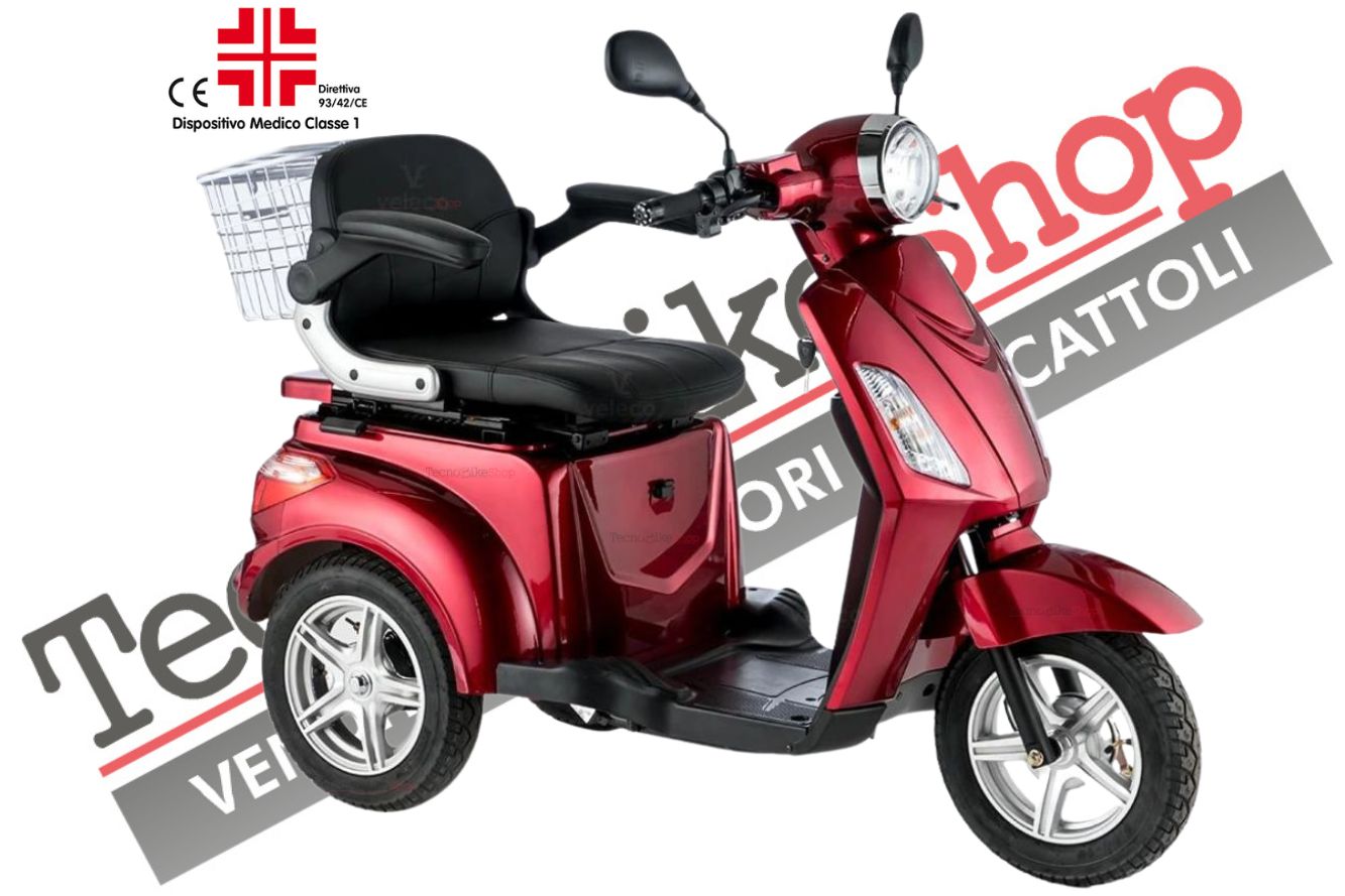 Scooter Z-TECH ZT-15-E "TRILUX PLUS" 3 RUOTE Differenziale per Disabili e Anziani-Rosso